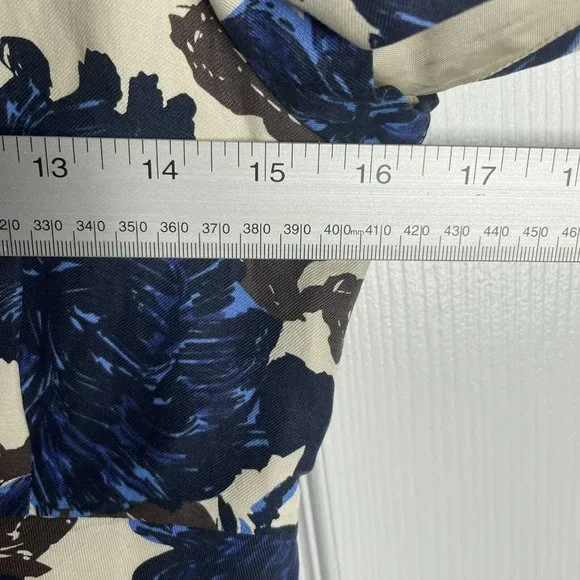 Boden Silk Linen Dress Womens 10 Reg Cap Sleeve Beige Blue Floral Shift Sheath - Picture 5 of 7
